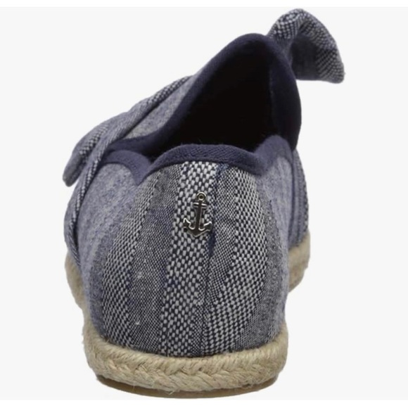 🆕NEW Nautica Rudder Knot Peacoat Stripe Black Linen Espadrille Flat Loafers 9.5 - Picture 5 of 7